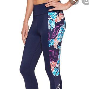 Tommy Bahama Navy Tropical Hawaiian Capri Cropped Leggings Size M